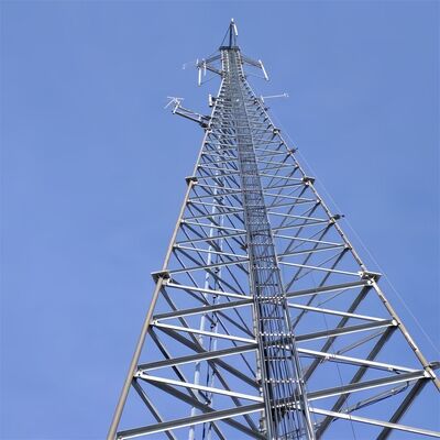 Torre per antenna radio BTS tubolare di comunicazione in acciaio a 3 tubi da 100 piedi HDG per stazione base per telecomunicazioni