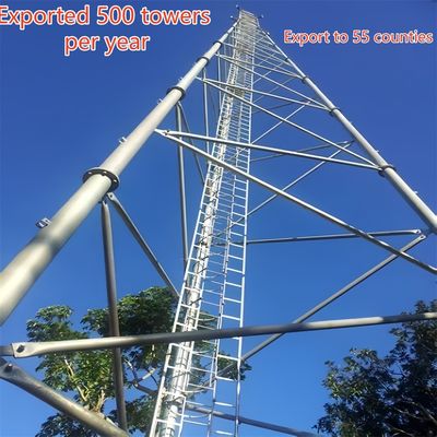 Torre di telecomunicazione a tre tubi in acciaio al carbonio 33m LTE Segnale Aree rurali Resistente al vento