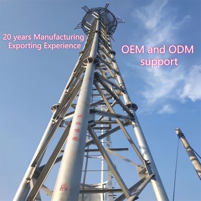 Torre di telecomunicazione a tre tubi in acciaio al carbonio 33m LTE Segnale Aree rurali Resistente al vento