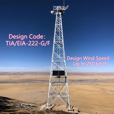 Pannello solare Torre di telecomunicazioni Struttura autoportante Acciaio galvanizzato a caldo 4KW