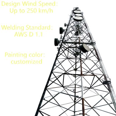 3 Legged Tubular Seamless Steel 20 30 40M Galvanized 5G Gsm Cdma Isp Telecom Tower
