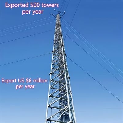 10 20 30 40 50 65m 3 Leg Guyed Wire resistente alle intemperie Acciaio Galvanizzato 4G 5G Microonde Wifi Telecom Transmission Tower