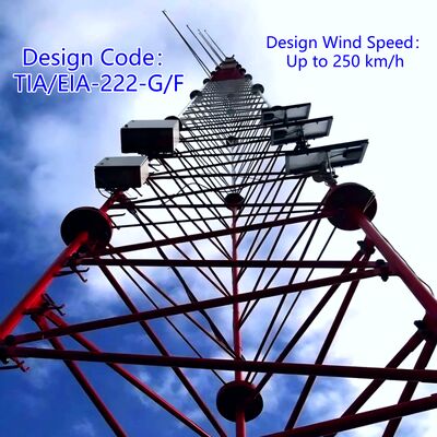 10 20 30 40 50 65m 3 Leg Guyed Wire resistente alle intemperie Acciaio Galvanizzato 4G 5G Microonde Wifi Telecom Transmission Tower