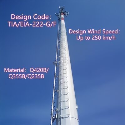 Monopole Tower torre di telecomunicazione progettata con resistenza alla tensione che va da 360 a 630 megapascal per una maggiore durata
