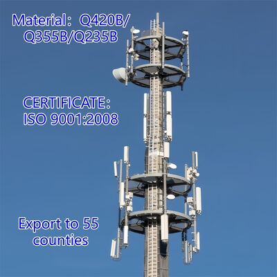Monopole Tower torre di telecomunicazione progettata con resistenza alla tensione che va da 360 a 630 megapascal per una maggiore durata