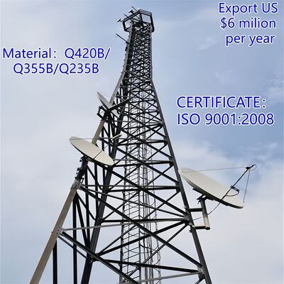 14 20 26 32M Albero temporaneo della stazione base a microonde 5G 4G in acciaio zincato angolare leggero a 3 gambe