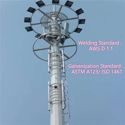 13 19 25M Design compatto Monopolo in acciaio zincato Albero autoportante per esterni salvaspazio a microonde 5G 4G