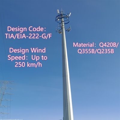 13 19 25M Design compatto Monopolo in acciaio zincato Albero autoportante per esterni salvaspazio a microonde 5G 4G