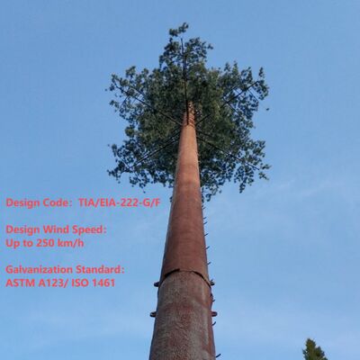 Torre Albero Bionico artificial con codici di progettazione ANSI TIA 222 G H F e EN 1991 1 4 EN 1993 3 1 per infrastrutture