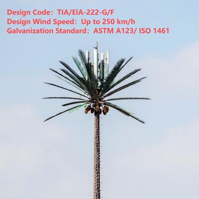 Torre Albero Bionico artificial con codici di progettazione ANSI TIA 222 G H F e EN 1991 1 4 EN 1993 3 1 per infrastrutture