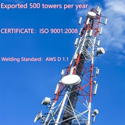 Long Life 3 gambe torre di acciaio tubolare galvanizzato mastro di telecomunicazione progettato per applicazioni di rete a microonde 5G 4G all'aperto