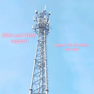Albero delle telecomunicazioni galvanizzato torre tubolare d'acciaio autoportante a 3 gambe adatto per la comunicazione all'aperto a microonde 5G 4G