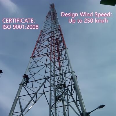 Albero autoportante delle telecomunicazioni galvanizzato torre tubolare d'acciaio con gambe durevoli a 3 gambe per applicazioni a microonde all'aperto 5G 4G