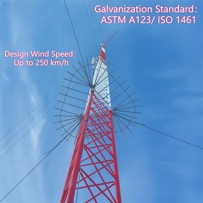 Torre in filo tirato zincato per comunicazione wireless resistente al vento per la trasmissione del segnale 5G