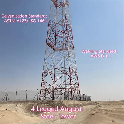 Antenna a torre in acciaio con angolo a 4 zampe zincata a caldo da 20 30 40 60 m. Multi per 5G urbano