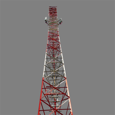 Torre per antenna ad angolo a 3 gambe resistente alla corrosione da 40 m compatta per l'uso in siti ristretti