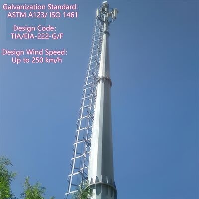 Torre unipolare con protezione contro i fulmini da 30 M per la stazione base 5G del centro commerciale