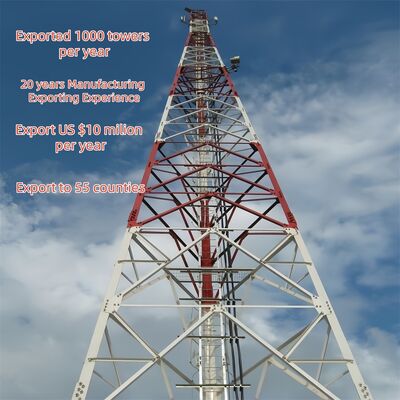 44M Q355 Torre in acciaio ad angolo a 3 gambe con manutenzione bassa in acciaio per telecomunicazioni residenziali