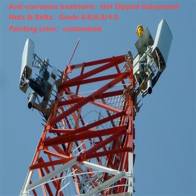 44M Q355 Torre in acciaio ad angolo a 3 gambe con manutenzione bassa in acciaio per telecomunicazioni residenziali