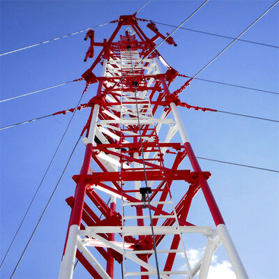 38M Guyed Wire Steel Tower Hot Dip Galvanized For Long Distance Microwave