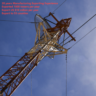 38M Guyed Wire Steel Tower Hot Dip Galvanized For Long Distance Microwave