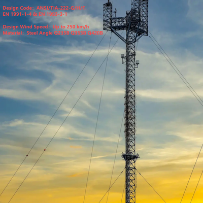 33 Torre adattabile con tiranti per vento forte da 60 M, conveniente per la copertura della banda larga rurale