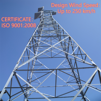 torre d'acciaio di angolo di 4 zampe galvanizzata della immersione calda di 20M 30M 45M per il complesso industriale 5G di commercio elettronico