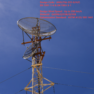 Torre dell'antenna con tiranti resistente al vento da 40 m per la trasmissione del segnale delle isole costiere