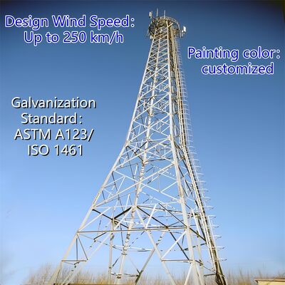 Torre di comunicazione angolare in acciaio con gambe a 4 gambe di grado sismico ANSI/TIA-222 Albero reticolare standard per installazione di antenne radio TV