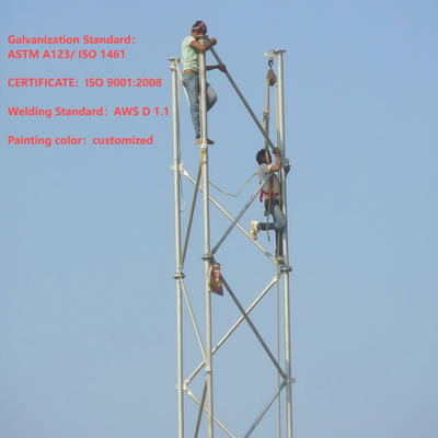Torre reticolare in acciaio tubolare a 3 gambe per carichi pesanti per comunicazioni in aree minerarie remote Stazione base 4G 5G Q345B Montante resistente al vento zincato a caldo