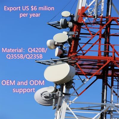 Torre reticolare angolare in acciaio a 4 gambe per carichi pesanti con struttura portante ottimizzata per infrastrutture di telecomunicazioni rurali Standard ANSI/TIA-222-G