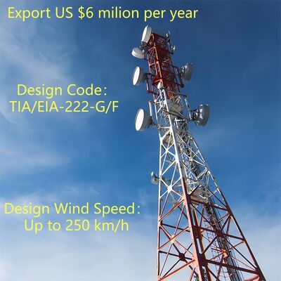 Torre reticolare angolare in acciaio a 4 gambe per carichi pesanti con struttura portante ottimizzata per infrastrutture di telecomunicazioni rurali Standard ANSI/TIA-222-G