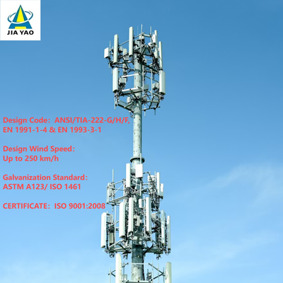 Torre per telecomunicazioni unipolare di livello industriale da 20 m-40 m con scala di salita interna e piattaforma di manutenzione per stazione base urbana Smart City