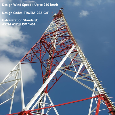 ASTM A123 Hot Dip Galvanized 3 4 Legged Angular Steel Tower Lattice Telecommunication Tower ISO Certified Factory Q345B Steel for Overseas Communication Infrastructure Projects